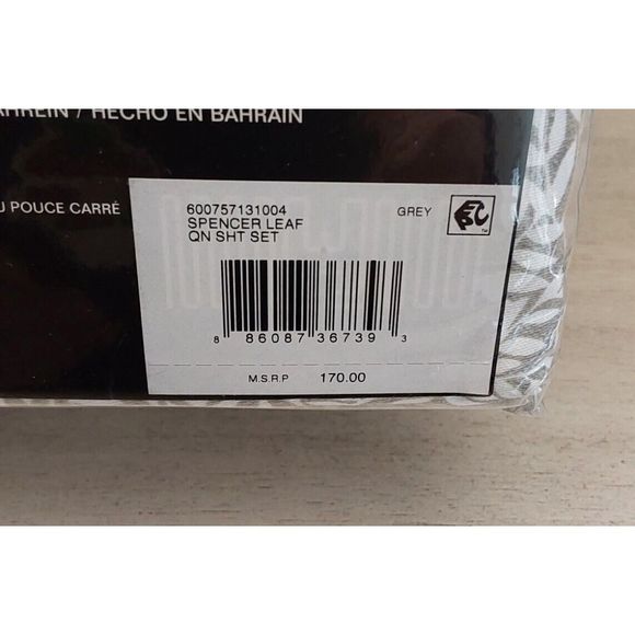 Ralph Lauren SPENCER LEAF SATEEN Grey 100% Cotton Queen Sheet Set Bedding - Picture 9 of 9